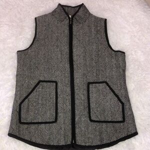 Black and White Herringbone Vest